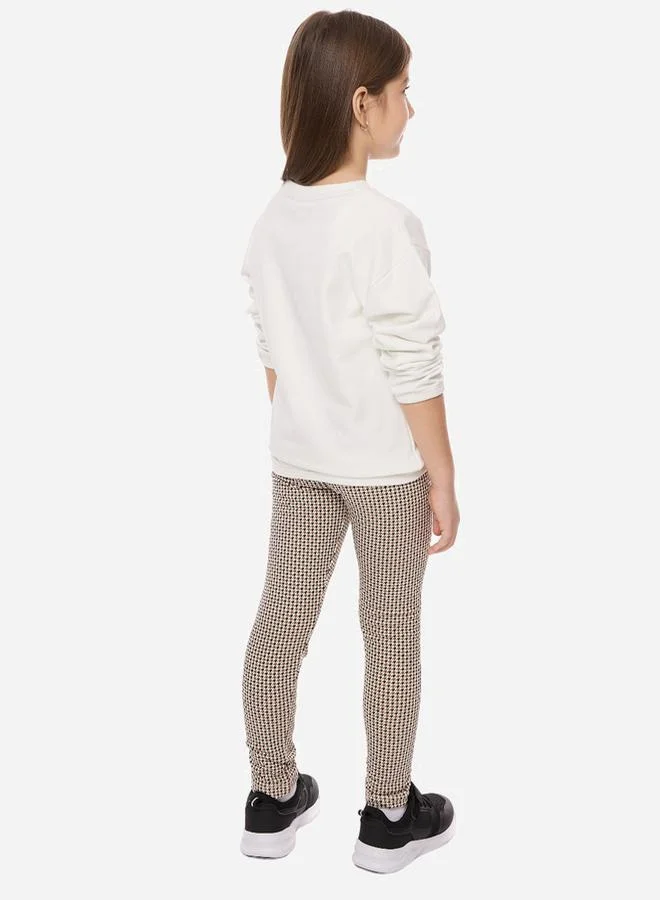 victor and jane Embroidered Round Neck Sweatshirt & Printed Leggings Set by Styli