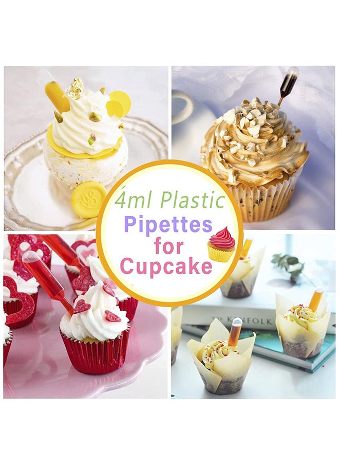 Depend - 100PCS 4ML Cupcake Pipettes, Mini Disposable Transfer Pipettes Squeeze Dropper Liquid Injector Pipettes For Jam, Strawberries, Cupcake, Chocolate, Birthday Party And Holiday Decoration - Image 1