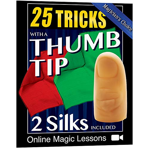 MAGIC MAKERS 25 Tricks with a Magic Thumb Tip, Includes a Standard Size Magic Tricks Thumb Tip & 2 Vanishing Silks - Image 1