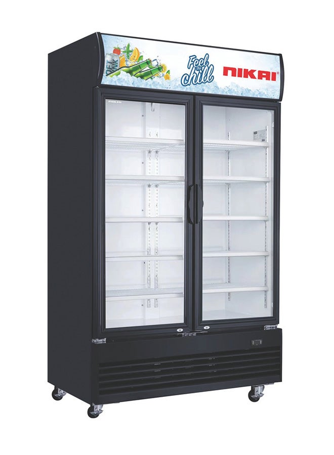 NIKAI 700L Double Door Chiller Fridge Commercial | No Frost Chiller | Tropical Compressor | Digital Display  Auto Defrost  LED Light  Adjustable Shelves | Castor Wheels | Tempered Glass 700 L 400 W NSF700FFHB Black - Image 4