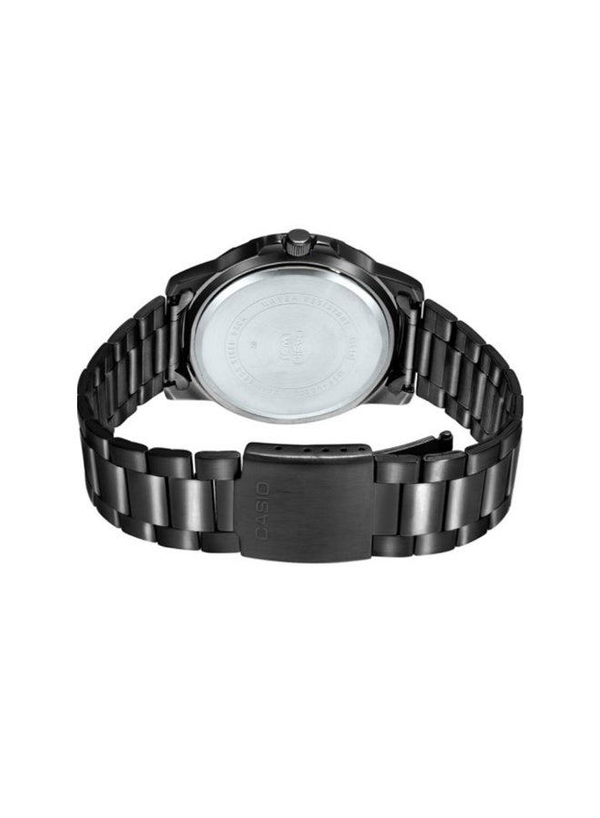 كاسيو ساعة كاسيو رجالية ستانلس ستيل باللون الأسود MTP-VD200B-1BUDF – ميناء أسود مع إطار دوّار وعرض للتاريخ ومقاومة للماء - Image 3