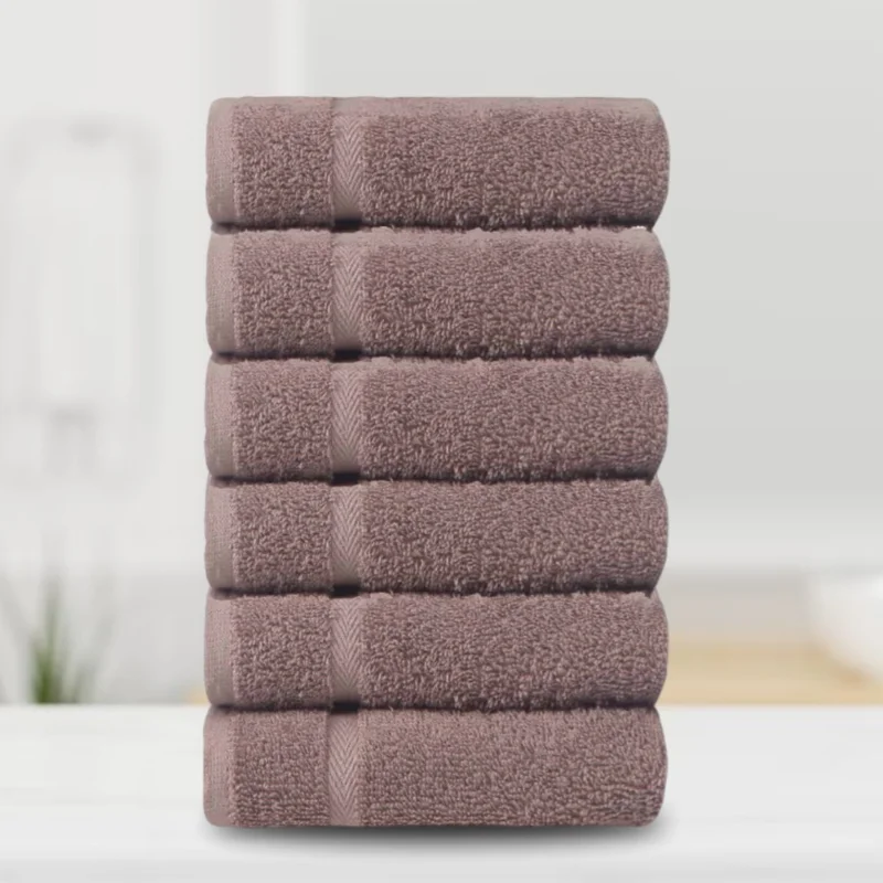 Efabrika Leora 100% Cotton 6 Piece 30X30 Cm Hand Face Towel Set - S.Kahve