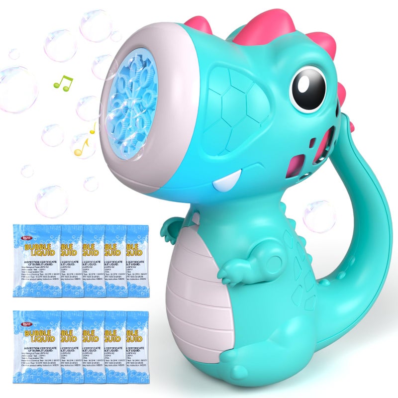newcrave Bubble Machine Wand for Boys Girls Dinosaur Bubble Machine Maker Blower Toys with Light Music Toddler Outdoor Toys for 2 3 4 5 Year Old Boy Girl Birthday Gifts Bubble Solution Blue - Image 3