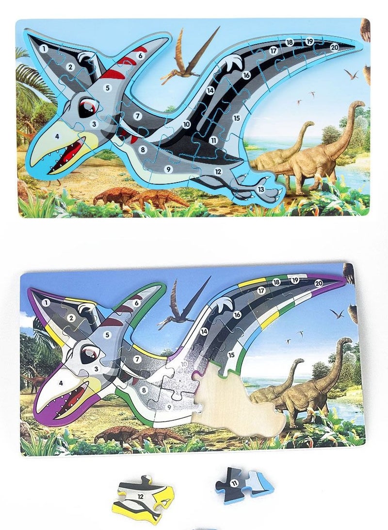 YOMA 2 in 1 Wooden Toddler Puzzles for Kids, Dinosaur Puzzles, Montessori Educational Learning Toy, Wooden Preschool Educational Toys - Image 1