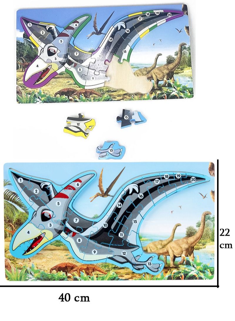 YOMA 2 in 1 Wooden Toddler Puzzles for Kids, Dinosaur Puzzles, Montessori Educational Learning Toy, Wooden Preschool Educational Toys - Image 2