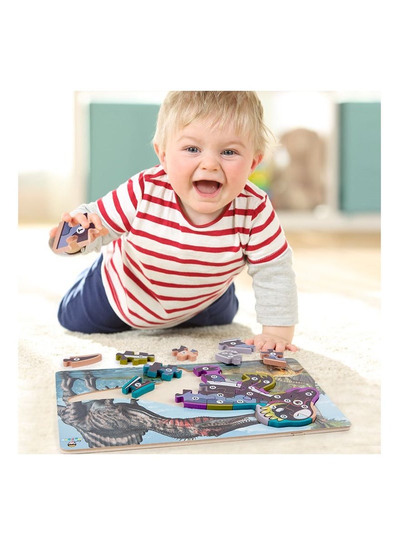 YOMA 2 in 1 Wooden Toddler Puzzles for Kids, Dinosaur Puzzles, Montessori Educational Learning Toy, Wooden Preschool Educational Toys - Image 3