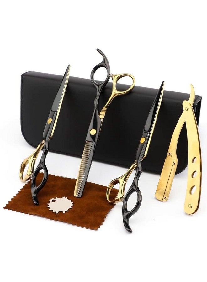 MAYCREATE® Professional Hair Cutting Scissors Kits Stainless Steel Scissors Hair Dressing Scissors Barber Kit Straight Shears Teeth Scissors Thinning Shears Tools with Bag for Home, Salon - Image 1