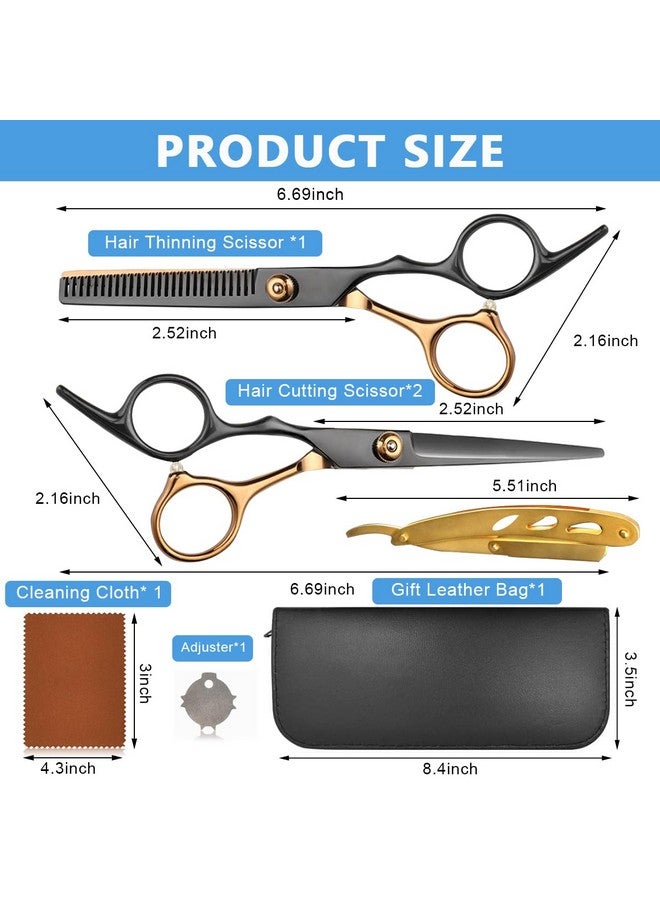 MAYCREATE® Professional Hair Cutting Scissors Kits Stainless Steel Scissors Hair Dressing Scissors Barber Kit Straight Shears Teeth Scissors Thinning Shears Tools with Bag for Home, Salon - Image 2