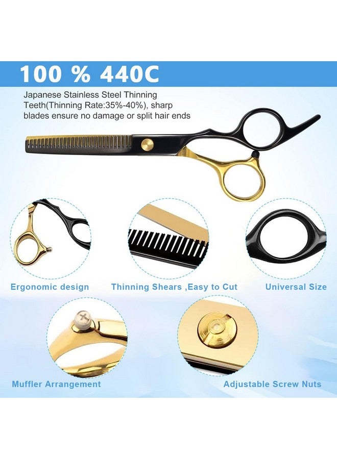 MAYCREATE® Professional Hair Cutting Scissors Kits Stainless Steel Scissors Hair Dressing Scissors Barber Kit Straight Shears Teeth Scissors Thinning Shears Tools with Bag for Home, Salon - Image 4