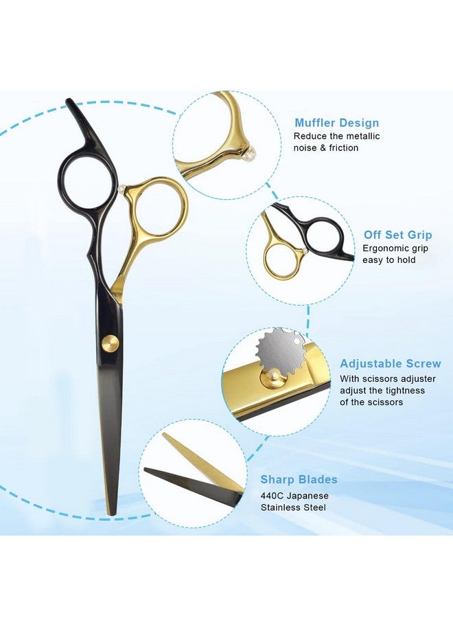 MAYCREATE® Professional Hair Cutting Scissors Kits Stainless Steel Scissors Hair Dressing Scissors Barber Kit Straight Shears Teeth Scissors Thinning Shears Tools with Bag for Home, Salon - Image 3