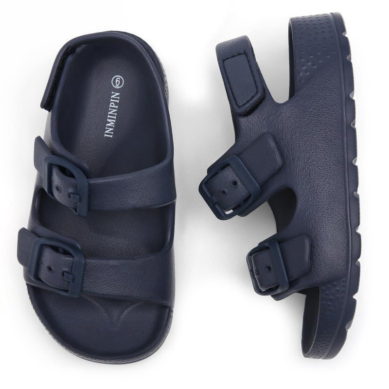INMINPIN Toddler Boys Girls Buckle Sandals Comfort Open Toe Sandal with Adjustable Back Strap, Navy, 9 Toddler - Image 4