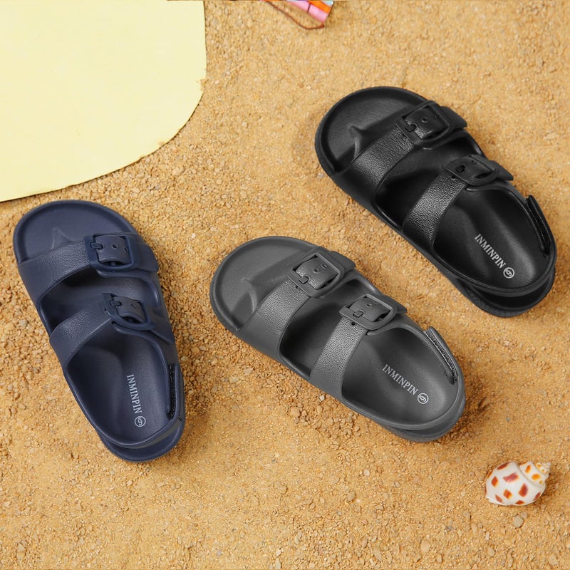 INMINPIN Toddler Boys Girls Buckle Sandals Comfort Open Toe Sandal with Adjustable Back Strap, Navy, 9 Toddler - Image 3