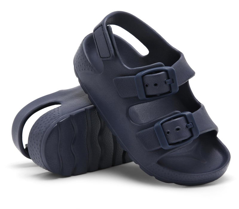INMINPIN Toddler Boys Girls Buckle Sandals Comfort Open Toe Sandal with Adjustable Back Strap, Navy, 9 Toddler - Image 5