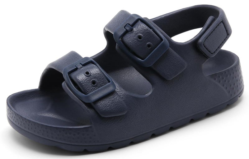 INMINPIN Toddler Boys Girls Buckle Sandals Comfort Open Toe Sandal with Adjustable Back Strap, Navy, 9 Toddler - Image 1
