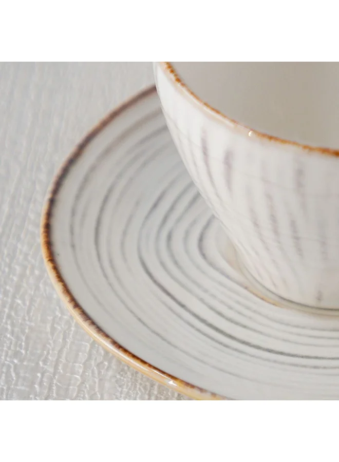 دانوب هوم Shelby Cup And Saucer 200 Ml Fine Porcelain Stylish Cup and Saucer Elegant Tableware Tea Party Essentials For Home Kitchen & Dining Room W9.2xH6.4cm White