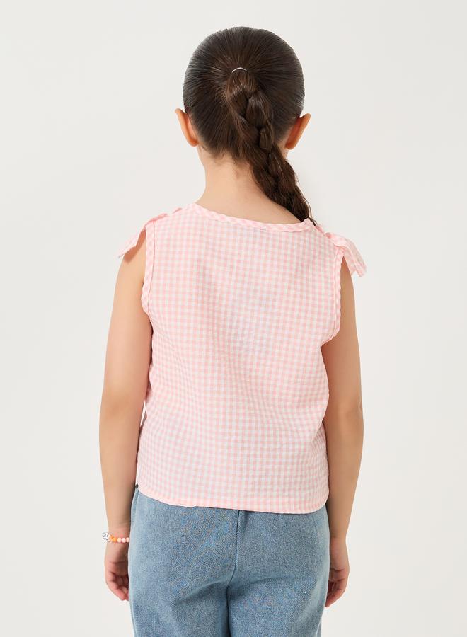 Styli Styli Checked Ruffled Detail Buttoned Blouse  - Image 4