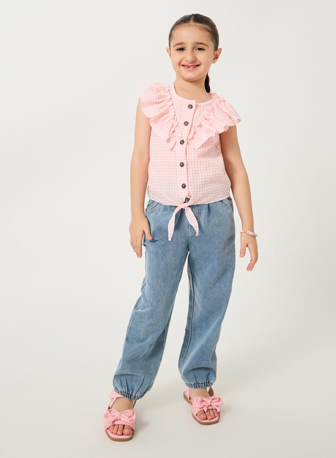 Styli Styli Checked Ruffled Detail Buttoned Blouse  - Image 2