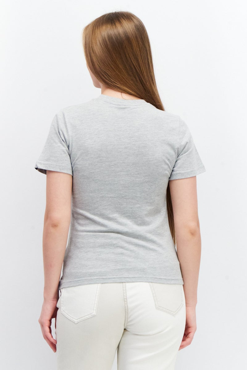 Ellesse تي شيرت نسائي بياقة دائرية وأكمام قصيرة بشعار العلامة التجارية، رمادي - Image 3