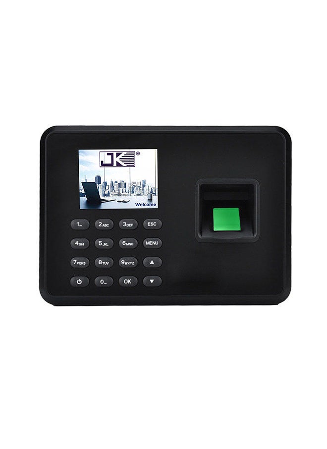 Generic - Intelligent Biometric Fingerprint Password Attendance Machine Employee Checking-in Recorder 2.4 inch LCD Screen DC 5V Time Attendance Machine Black UK Plug - Image 1