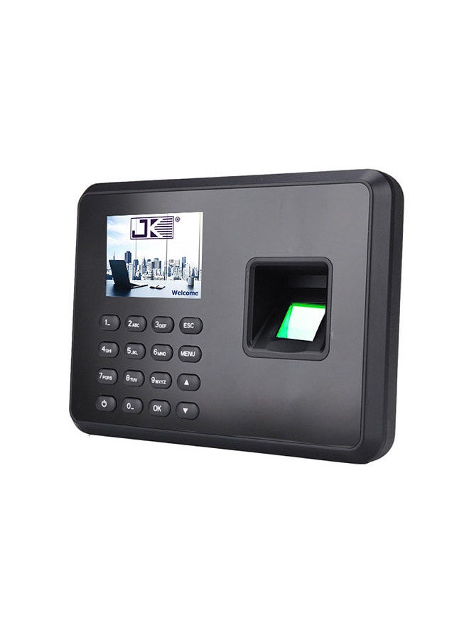 Generic - Intelligent Biometric Fingerprint Password Attendance Machine Employee Checking-in Recorder 2.4 inch LCD Screen DC 5V Time Attendance Machine Black UK Plug - Image 1