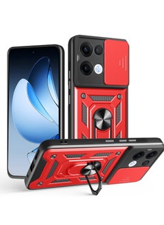 Generic Case Cover Shockproof Protective Case with Camera Protection and Metal Ring Compatible with  Oppo Reno 13 5G (Red) 