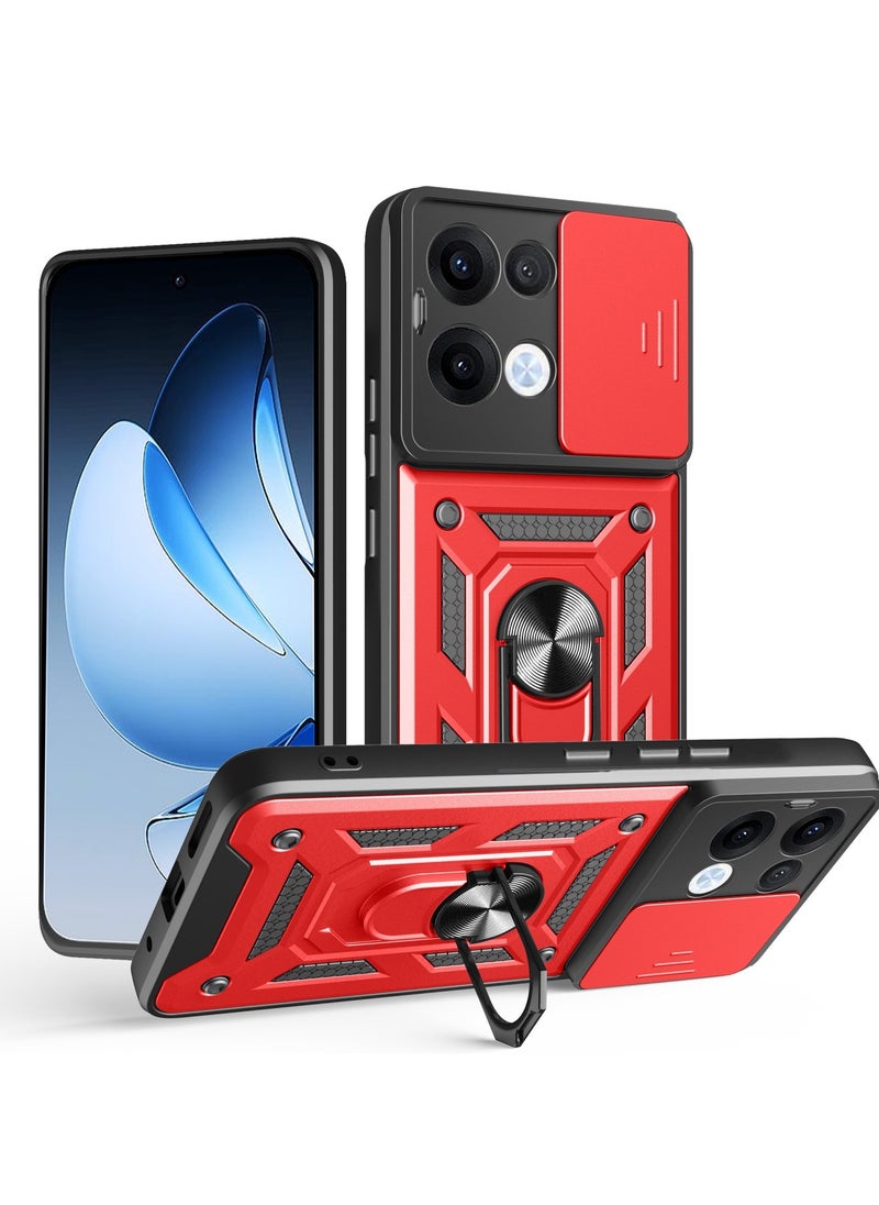 Generic - Case Cover Shockproof Protective Case with Camera Protection and Metal Ring Compatible with  Oppo Reno 13 5G (Red) - Image 1