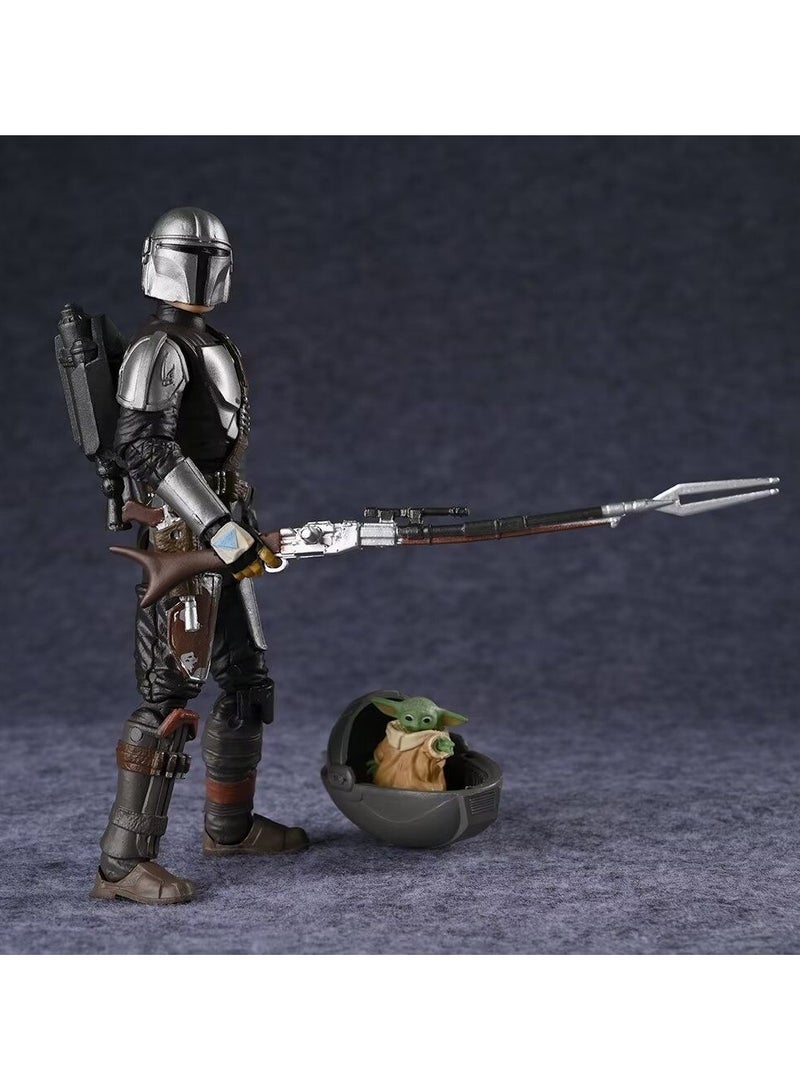 Star Wars The Mandalorian & Grogu Action Figure Articulated Din Djarin with Beskar Armor Grogu in Hover Pram Accessories - Image 3