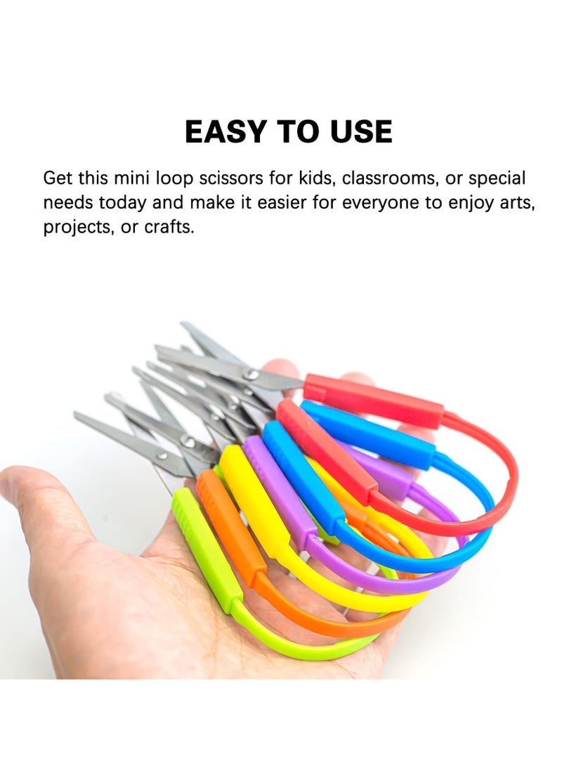SYOSI Loop Scissors for Children  Student and Teens and 5" Inches Colorful Looped Adaptive Design Right and Lefty Support Small Easy-Open Squeeze Handles(6-Pcs)  - Image 5