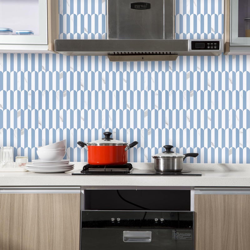 Vamos Tile Peel and Stick Backsplash Seamless Tile,10-Sheets Stick on Backsplash for Kitchen and Bathroom,Light Blue and Statury White PVC Self Adhesive Mosaic Tiles - Image 5