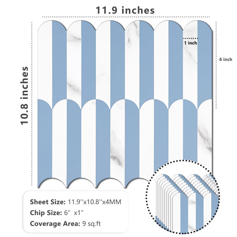 Vamos Tile Peel and Stick Backsplash Seamless Tile,10-Sheets Stick on Backsplash for Kitchen and Bathroom,Light Blue and Statury White PVC Self Adhesive Mosaic Tiles - Image 3
