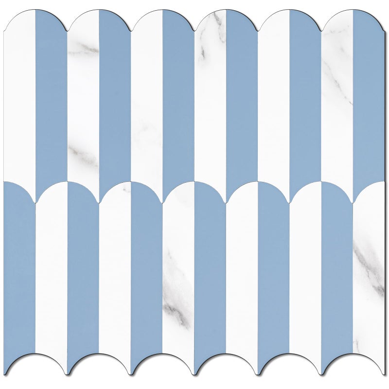 Vamos Tile Peel and Stick Backsplash Seamless Tile,10-Sheets Stick on Backsplash for Kitchen and Bathroom,Light Blue and Statury White PVC Self Adhesive Mosaic Tiles - Image 1