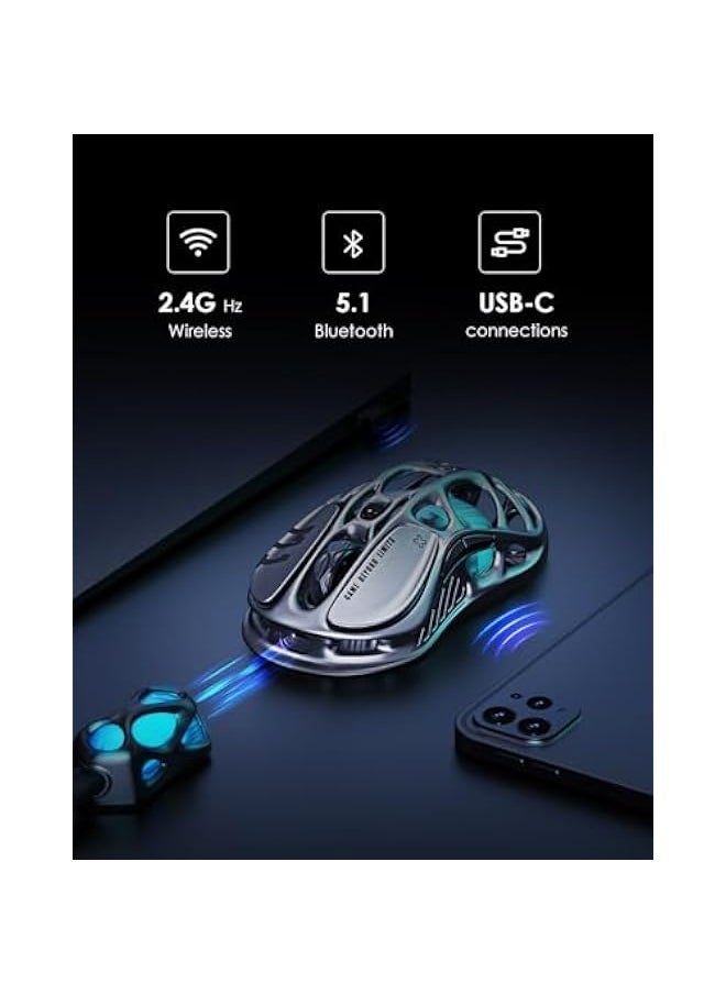 Generic Wireless Gaming Mice Mercury M1 Pro, Lightweight Magnesium Alloy Gaming Mouse, 26,000 DPI, PAW3395DM Sensor, Tri Mode Connection, Support 4K, Up to 200 Hours Battery Life  - Image 4