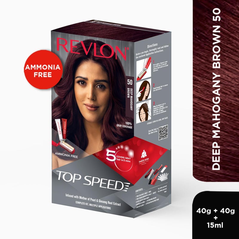 Revlon Top Speed Hair Color 180g Deep Mahogany Brown 50 Pack of 1 - Image 2