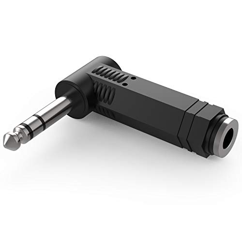 Ancable 2-Pack 1/4" 6.35mm Right Angle Stereo Male Plug to 1/4" 6.35mm Stereo Female Jack Audio Adapter - Image 2