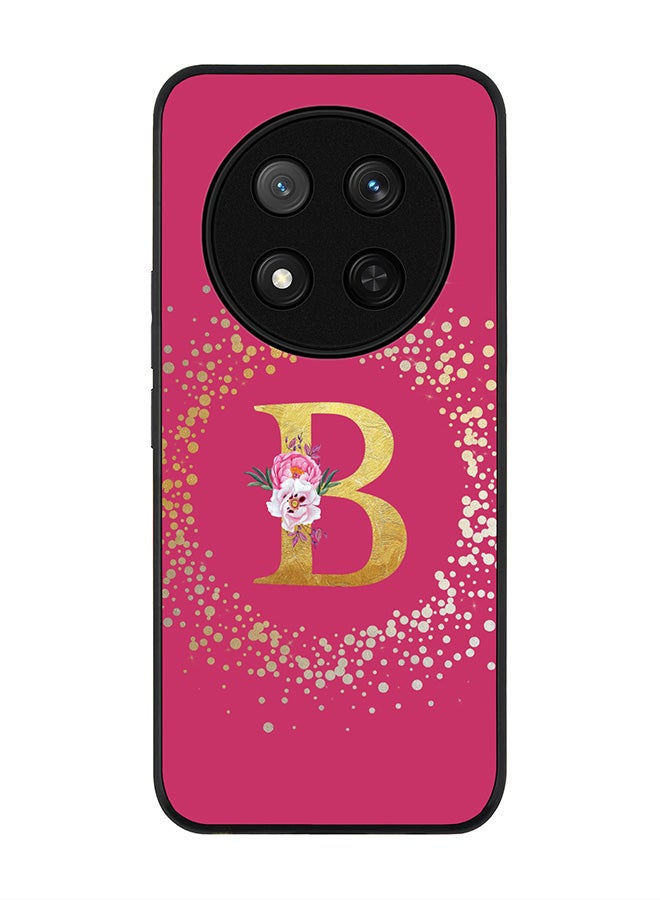 Stylizedd For Honor X9c / Honor Magic7 Lite 5G Case,Slim fit Camera Protection, Shockproof Thin Phone cover  - Custom Monogram Floral - B ( Deep Pink ) - Image 1