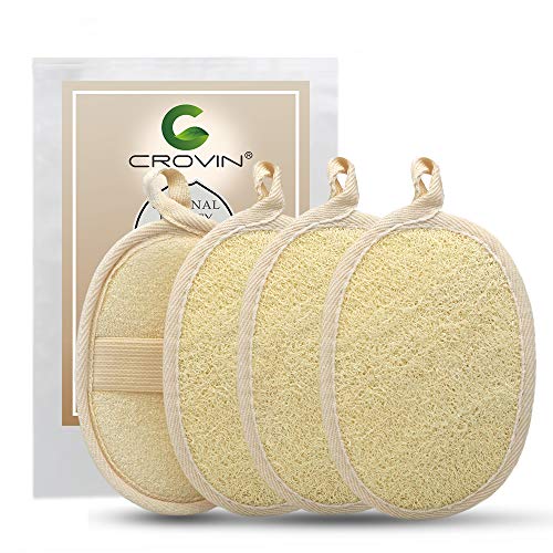 CROVIN Bigger 5x7 Natural loofah Sponge for Exfoliating and Invigorate Your Dead Skin - Eco Friendly and Biodegradable All-Natural Loufa - Deeply Clean Your Body Pack of 4 - Image 1