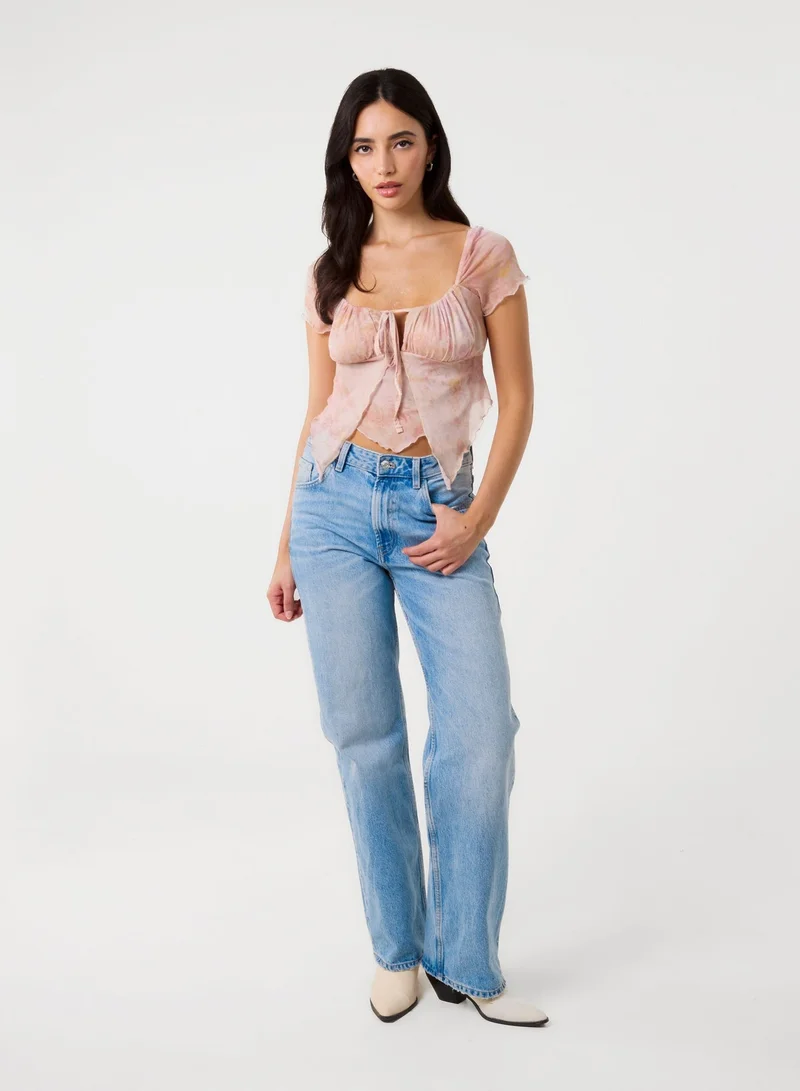 Pink Vanilla  Short Sleeve Mesh Butterfly Top for Women | Best Price UAE