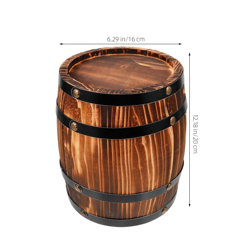 VOSAREA Wood Wine Barrel Decor Vintage Oakes Aging Barrels Decorative Whiskey Barrel Bucket Flower Planter Container Water Wishing Well Pail for Home Kitchen Bar Summer Party Decor - Image 2