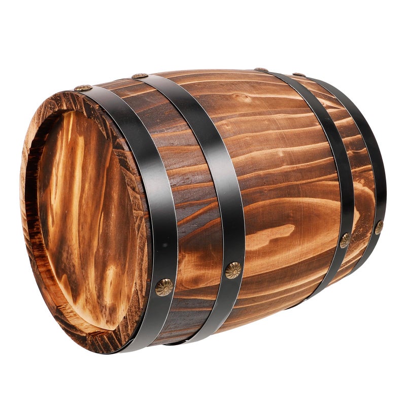 VOSAREA Wood Wine Barrel Decor Vintage Oakes Aging Barrels Decorative Whiskey Barrel Bucket Flower Planter Container Water Wishing Well Pail for Home Kitchen Bar Summer Party Decor - Image 1