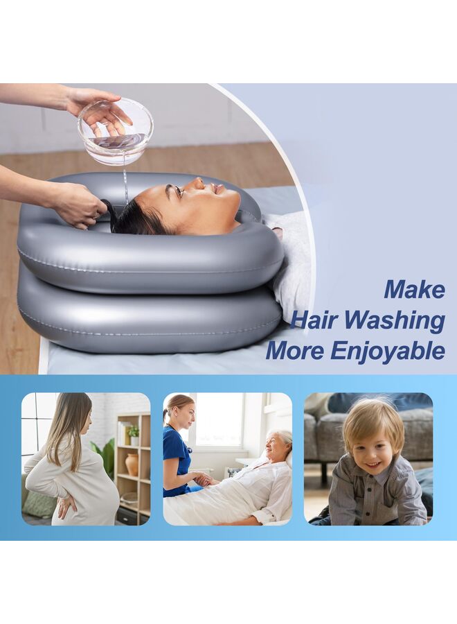 Inflatable Shampoo Basin for Bedridden and Disabled, Portable Shampoo Bowl for Injured, Hair Washing Basin for Childred, Pregnant Woman, Easy Hair Washing at Home (Silver) - Image 4