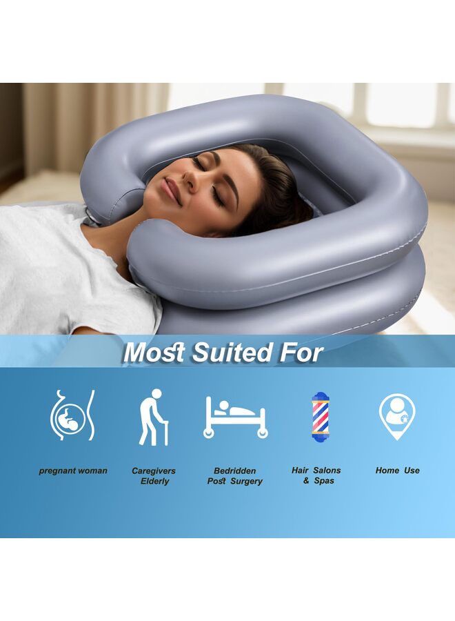 Inflatable Shampoo Basin for Bedridden and Disabled, Portable Shampoo Bowl for Injured, Hair Washing Basin for Childred, Pregnant Woman, Easy Hair Washing at Home (Silver) - Image 3