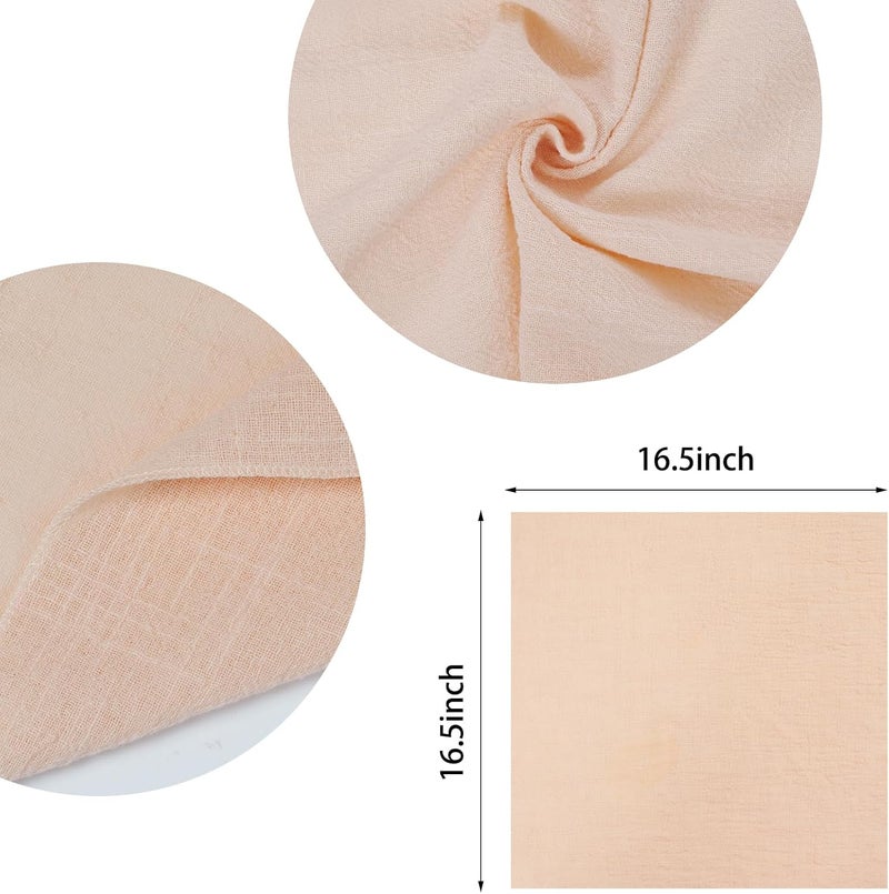 yeabwps Cotton Linen Cloth Napkins Set of 6 Dinner Kitchen Napkins Bulk 17 x 17 Thick Table Reusable Washable Napkins for Dinner Wedding and Parties 6 Apricot - Image 2