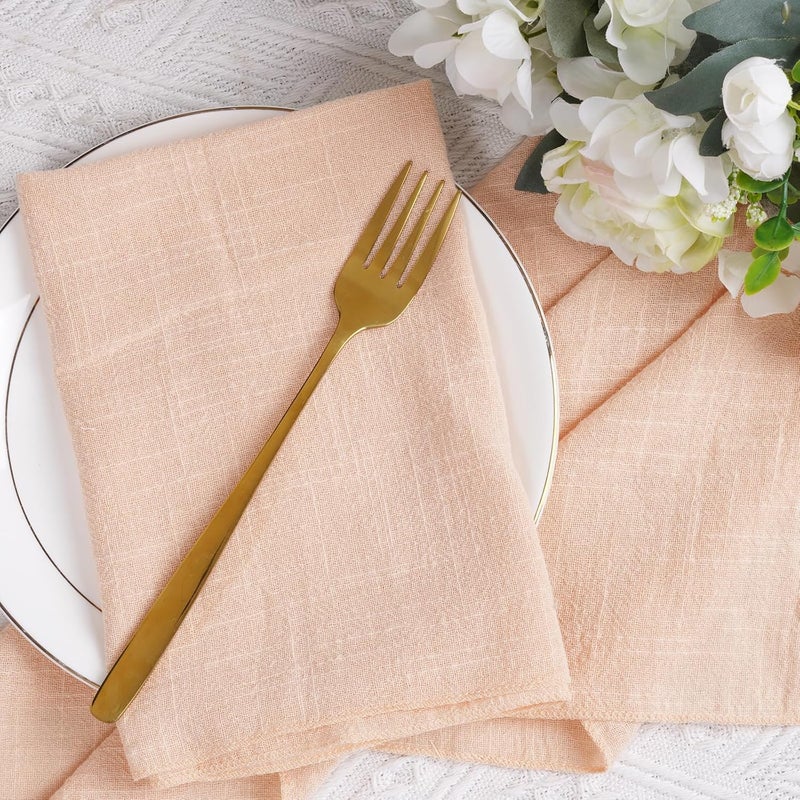 yeabwps Cotton Linen Cloth Napkins Set of 6 Dinner Kitchen Napkins Bulk 17 x 17 Thick Table Reusable Washable Napkins for Dinner Wedding and Parties 6 Apricot - Image 5