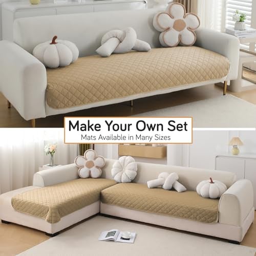 HOKIPO Polyester Blend Waterproof Quilted Mats | Make Your Own Sofa Mat Set | Many Size Options - 1 Pc Length 60cm, Camel (AR-5261-CML) - Image 4