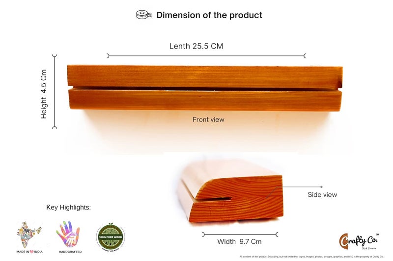 Crafty Co - Think Creative Crafty Co Floating Wooden Key Holder for Home Stylish Office Decor with Unique Shelf for Plants Wallet Phone Charging Or Decorative Stuff 255x970x450 Cm - Image 2
