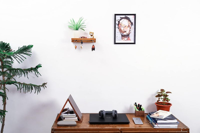 Crafty Co - Think Creative Crafty Co Floating Wooden Key Holder for Home Stylish Office Decor with Unique Shelf for Plants Wallet Phone Charging Or Decorative Stuff 255x970x450 Cm - Image 5