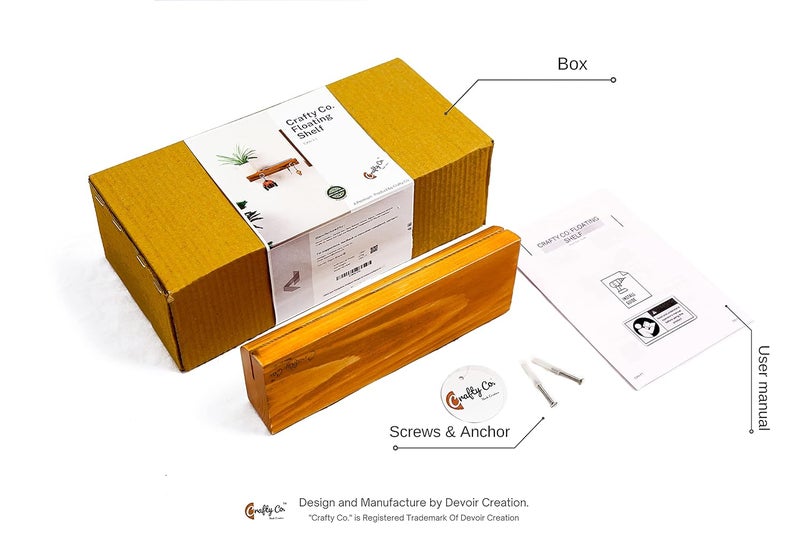 Crafty Co - Think Creative Crafty Co Floating Wooden Key Holder for Home Stylish Office Decor with Unique Shelf for Plants Wallet Phone Charging Or Decorative Stuff 255x970x450 Cm - Image 3