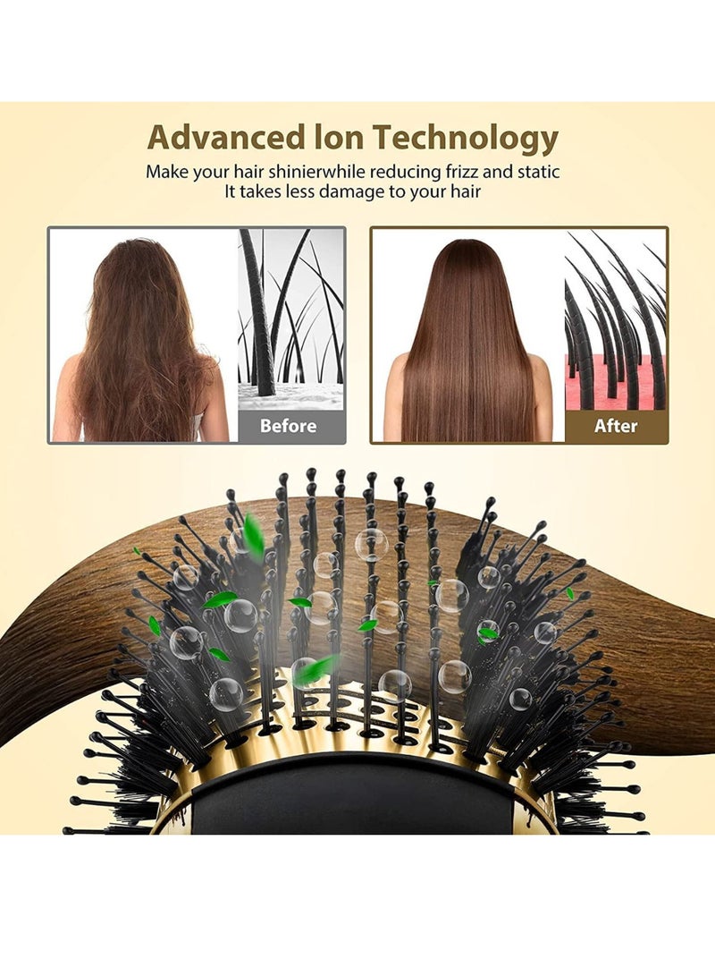 DSP One-Step Hair Dryer Brush For Styling and Frizz Control Negative Ionic Hot Air Brush Volumizer Ceramic Coating Gold - Image 3