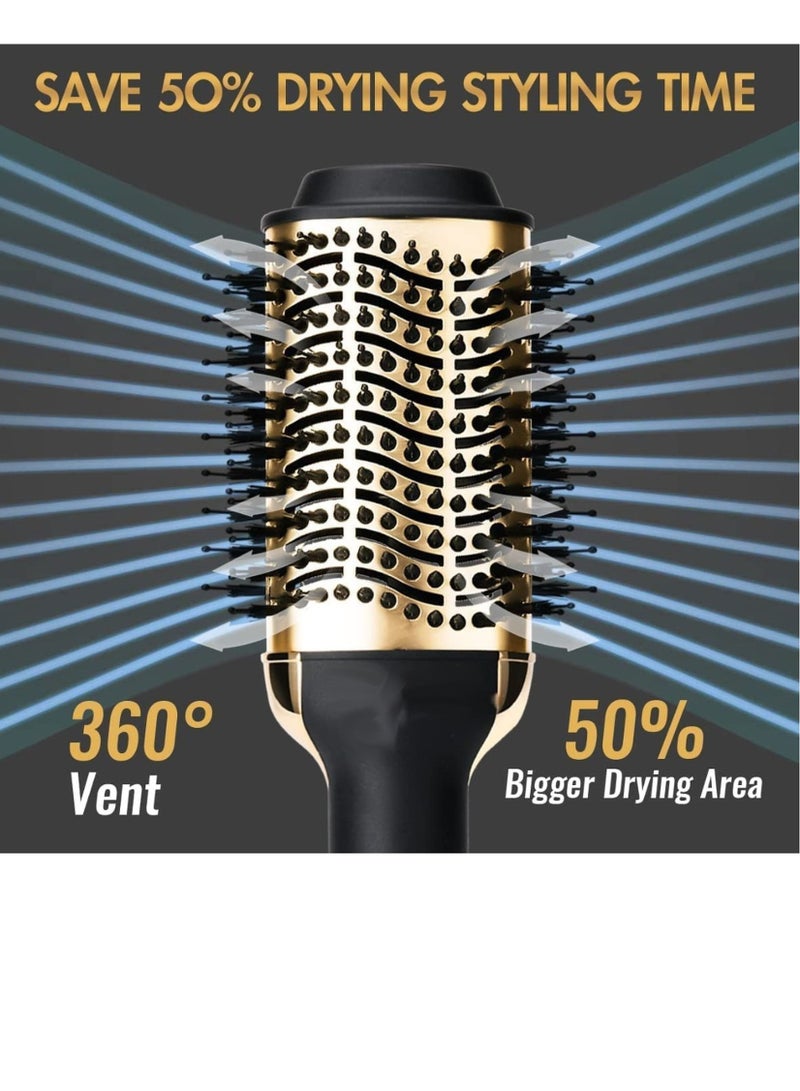 DSP One-Step Hair Dryer Brush For Styling and Frizz Control Negative Ionic Hot Air Brush Volumizer Ceramic Coating Gold - Image 4