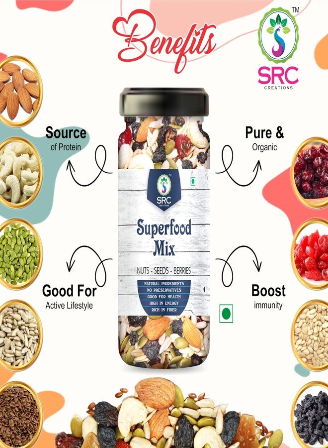 SRC CREATIONS Superfood Mix | Nuts-Seeds-Berries Mixture | Ready to eat | Breakfast Food (100g) - Image 2